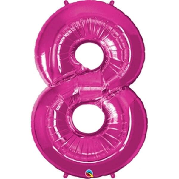 Anagram 42 in. Number 8 Magenta Shape Air Fill Foil Balloon 87848